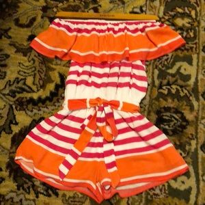 Bebe Girls Romper Off the Shoulder Neckline